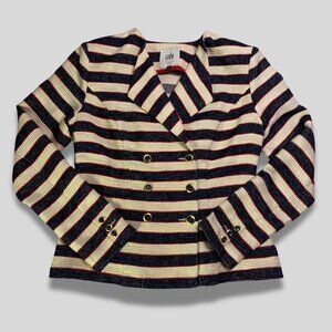 CABI Double Breasted Cruise/Nautical Blazer Striped Size 2